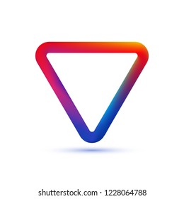 Abstact color triangle vector frame template. Isolated colorful geometric trianglular shape on white background