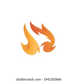 Abstact Colorful Bird Head in Negative Space and Fire Flame Symbol, Phoenix Logo Design