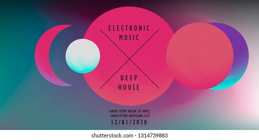 Abstact cosmic background for music event in bright neon color palette. Poster/ cover template for party. 