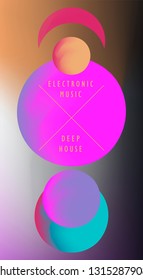 Abstact cosmic background for music event in bright neon color palette. Poster/ cover template for party. 