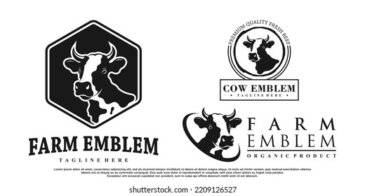 Diseño del logotipo del conjunto de iconos de vacas abstractas con concepto creativo Vector Premium