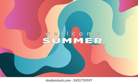 onda fluida dinámica abstracta de gradiente vintage para el verano de bienvenida 
