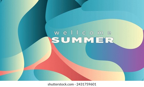 abstact dynamic fluid wave of vintage gradient for wellcome summer 