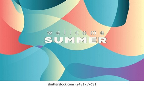 onda fluida dinámica abstracta de gradiente vintage para el verano de bienvenida 