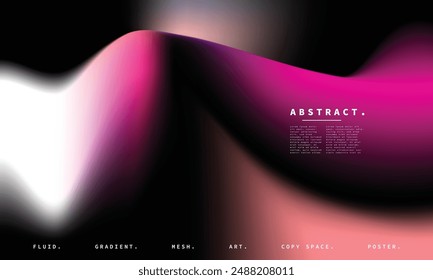 Abstact fluid gradient mesh background. Pink, white, and black color gradation.