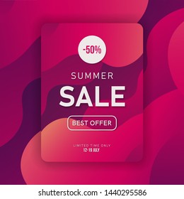 Abstact fluid sale flayer promo banner. Trendy liquid background.