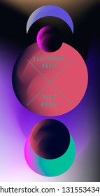 Abstact geometric background for music event in bright neon color palette. Poster/ cover template for party. 