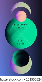 Abstact geometric background for music event in bright neon color palette. Poster/ cover template for party. 