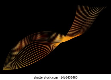 Abstact Golden 8 Wave Line for Element Design of Certificate, Banner, Backdrop, Cover, etc at Black
