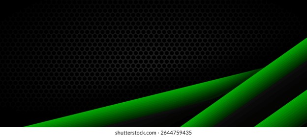 Anuncio de Vector de línea verde abstracto. Superponer capas sobre fondo negro con espacio libre para su diseño. Vector Cabecera moderna