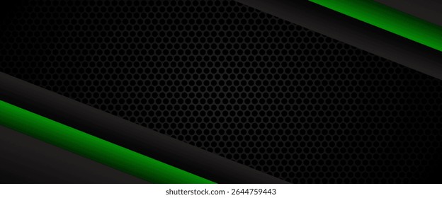 Anuncio de Vector de línea verde abstracto. Superponer capas sobre fondo negro con espacio libre para su diseño. Vector Cabecera moderna
