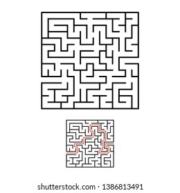 Abstact labyrinth. Educational game for kids. Puzzle for children. Maze conundrum. Find the right path. Vector illustration.
