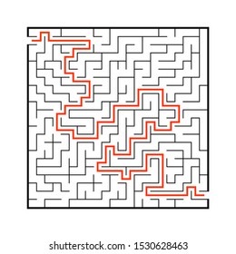 Abstact labyrinth. Educational game for kids. Puzzle for children. Maze conundrum. Find the right path. Vector illustration.