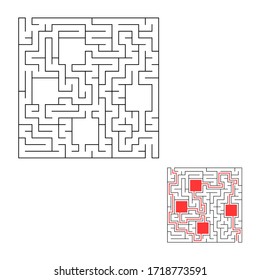 Abstact labyrinth. Educational game for kids. Puzzle for children. Maze conundrum. Find the right path. Vector illustration.