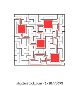 Abstact labyrinth. Educational game for kids. Puzzle for children. Maze conundrum. Find the right path. Vector illustration.