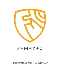 Abstact logo with initial F,M,Y and  C line art vector graphic design