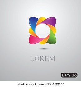 Abstact logo template. Infinite shape. Team, departments, areas concept icon. Penta shape. Vector.