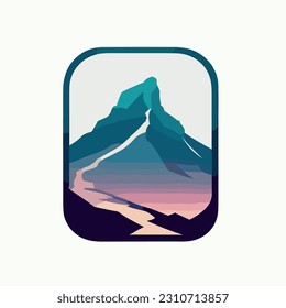 Abstact Mountain Logo Design, Colorful Landscape, Landscape Mature Silhouette Element