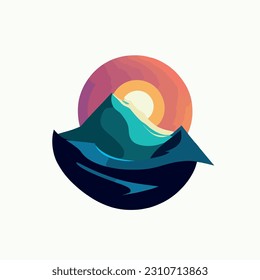 Abstact Mountain Logo Design, Colorful Landscape, Landscape Mature Silhouette Element