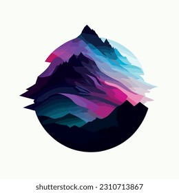 Abstact Mountain Logo Design, farbenfrohe Landschaft, Landschaftsreife Silhouette Element