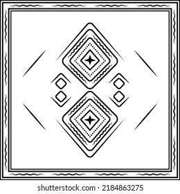 abstact ornament with square frame on white background. art, line, silhouette, creative and unique style. suitable for symbol, sign, decor, tile, print, wallpaper, card, greeting, wedding and textile