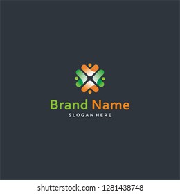 abstact people team logo template