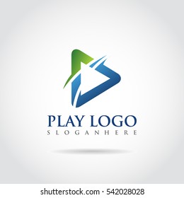 Abstact Play template logo design. blue and green color. Vector illustrator eps.10