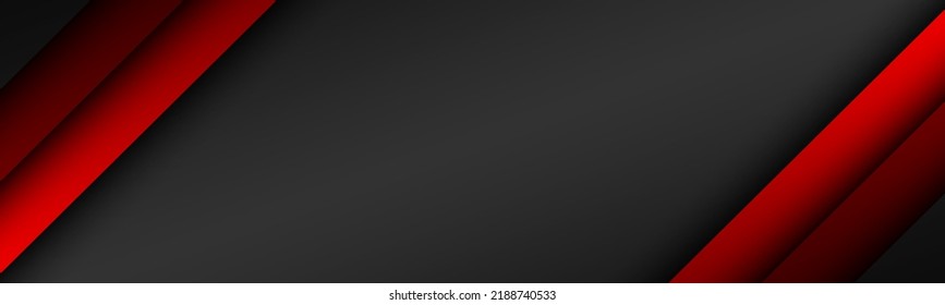 Abstact red line vector banner. Overlap layers on black background with free space for your design. Modern header