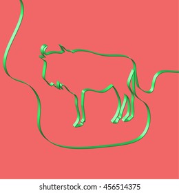 Abstact ribbon forms a buffalo, vector illustration