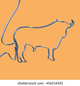 Abstact ribbon forms a bull, vector illustration