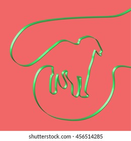Abstact ribbon forms a dog, vector illustration