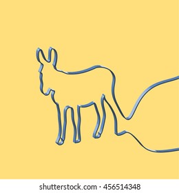 Abstact ribbon forms a donkey, vector illustration