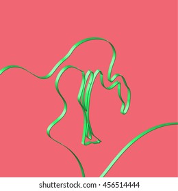 Abstact ribbon forms a flamingo, vector illustration
