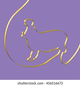 Abstact ribbon forms a hippopotamus, vector illustration