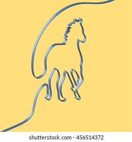 Abstact ribbon forms a horse, vector illustration