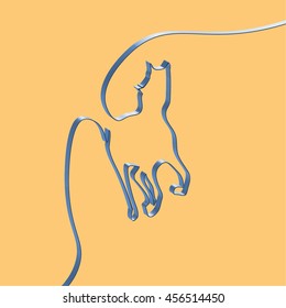 Abstact ribbon forms a horse, vector illustration