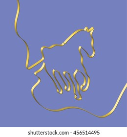 Abstact ribbon forms a horse, vector illustration