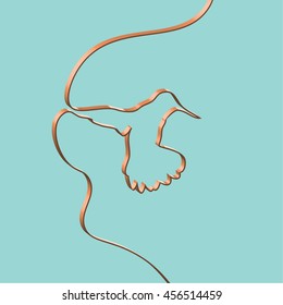 Abstact ribbon forms a hummingbird, vector illustration