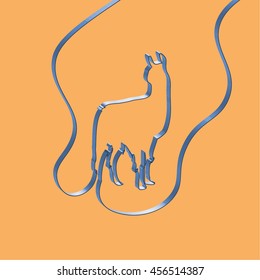 Abstact ribbon forms a lama, vector illustration