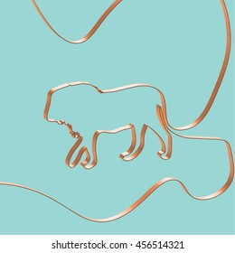 Abstact ribbon forms a lion, vector illustration