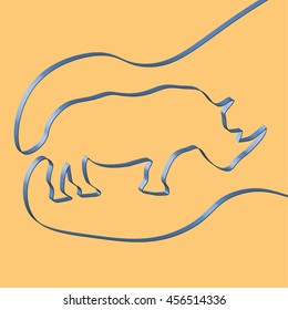 Abstact ribbon forms a rhinoceros, vector illustration