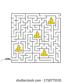 Abstact square labyrinth. Educational game for kids. Puzzle for children. Maze conundrum. Find the right path. Vector illustration.