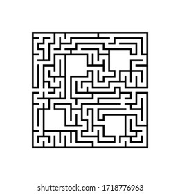 Abstact square labyrinth. Educational game for kids. Puzzle for children. Maze conundrum. Find the right path. Vector illustration.
