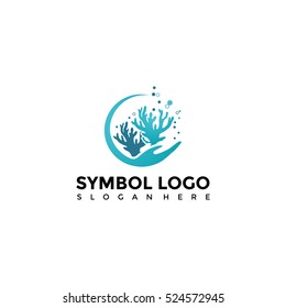 Abstact symbol logo template. Coral,  dive, and sea logo. Vector Illustration Eps.10