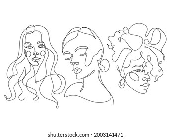 Abstact woman line art face. Line drawing female face. Single Line Face Art. Minimalist Woman Drawing