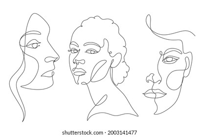 Abstact Woman Line Art Face Line Stock Vector (Royalty Free) 2003141477 ...