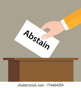 abstain choice vote hand putting a ballot paper in a slot of box