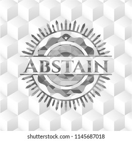 Abstain grey emblem. Vintage with geometric cube white background