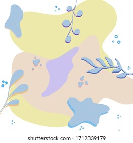 Fondo abstracto con plantas azules. Ilustración vectorial. Copiar espacio. Lugar para texto y diseño. Diseño floral de moda creativa