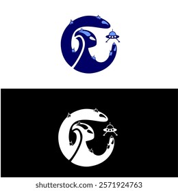 Abstarct circle Alien ufo logo design vector icon